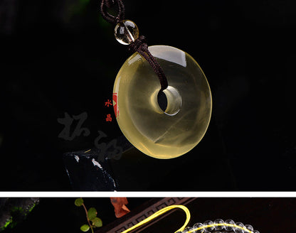 ZenHima Natural Yellow Crystal Peace Buckle Necklace – Unisex Pendant - ZENHIMA