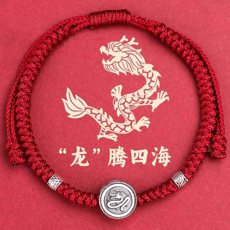 ZenHima Chinese Zodiac 925 Sterling Silver Red String Bracelet - Snake Year Blessing Bracelet