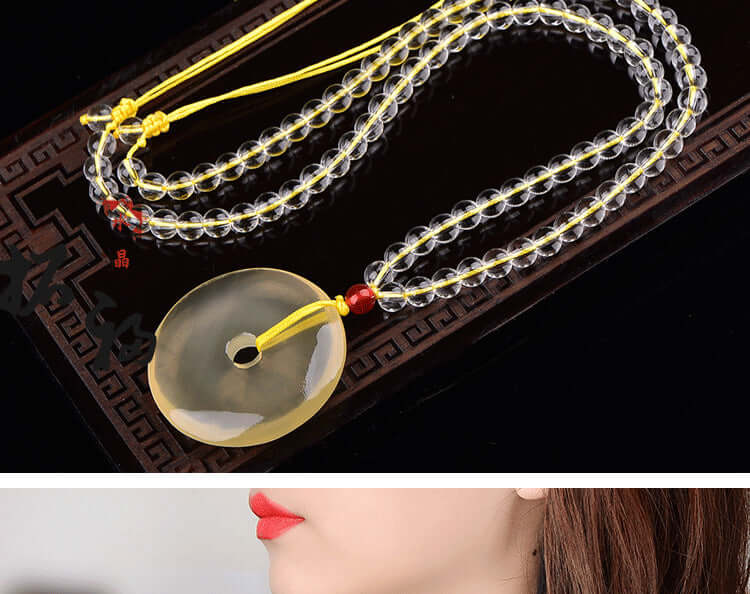 ZenHima Natural Yellow Crystal Peace Buckle Necklace – Unisex Pendant - ZENHIMA
