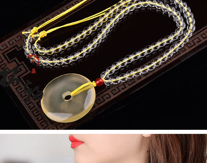 ZenHima Natural Yellow Crystal Peace Buckle Necklace – Unisex Pendant - ZENHIMA