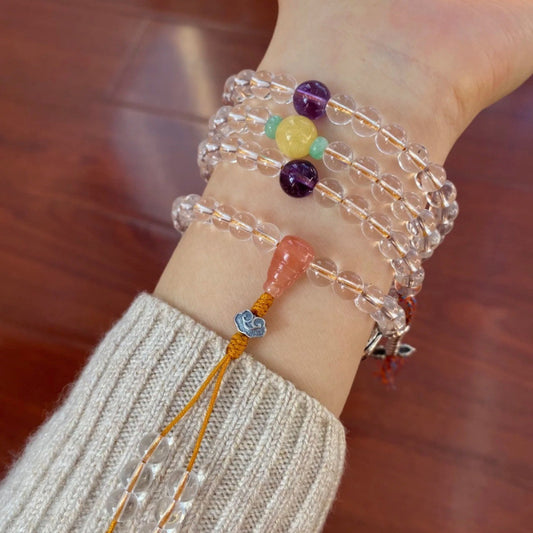 ZenHima Natural White Crystal 108 Bead Mala Bracelet - ZENHIMA