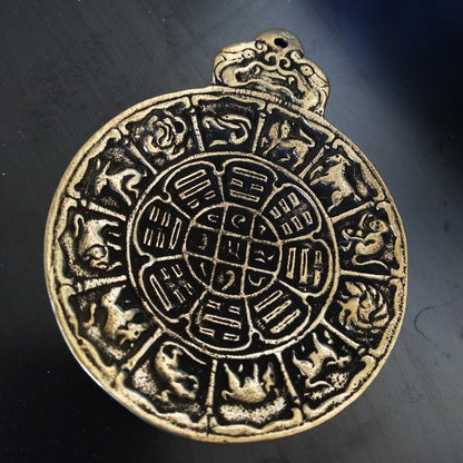 Large Tibetan Nine-Palace Bagua Zodiac Buddha Talisman – Spiritual Decorative Hanging Ornament