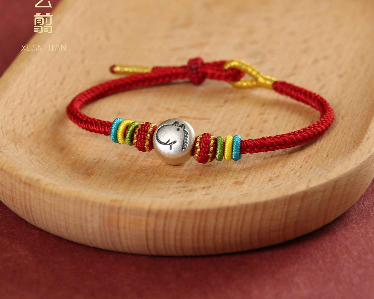 ZenHima Harmony Chinese Zodiac Rotating Bead 999 Fine Silver Luck Red String Bracelet