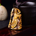 ZenHima Himalayan Obsidian Tiger Eye Guan Gong Pendant Necklace – Protection Amulet - ZENHIMA