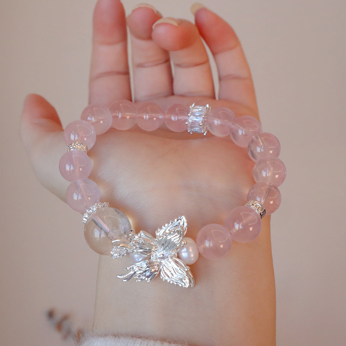 11MM Amethyst Yellow Tower Crystal Pink Crystal Natural Bracelet