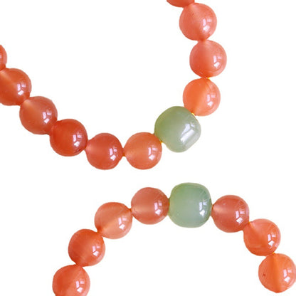 Natural Nanhong Agate Bracelet Paired with Hetian Jade – Original Design, New Release - ZENHIMA