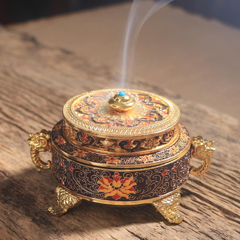 ZenHima Large Enamel Tibetan Incense Burner - ZENHIMA