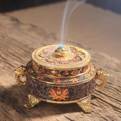 ZenHima Large Enamel Tibetan Incense Burner - ZENHIMA