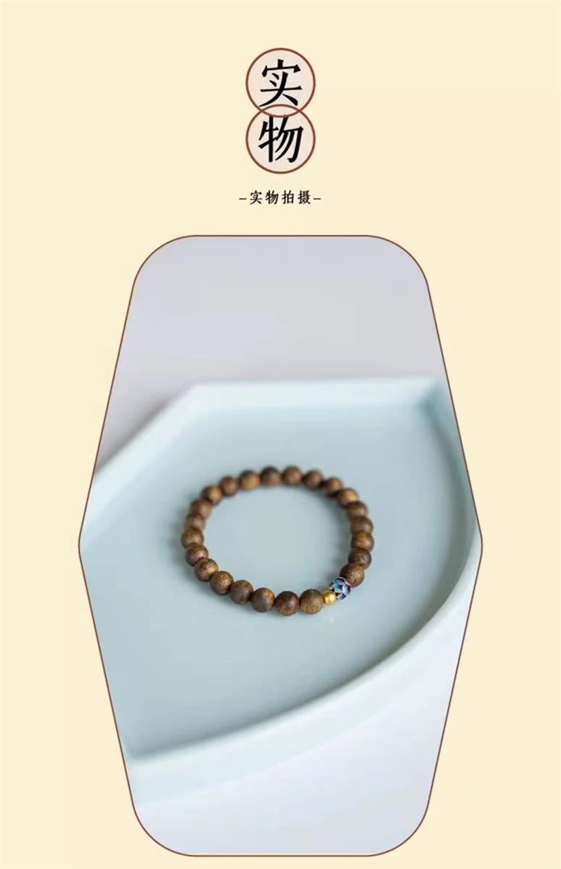 ZenHima Qi Nan Agarwood Mala Beads Bracelet with Lotus Design - ZENHIMA