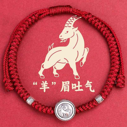 ZenHima Chinese Zodiac 925 Sterling Silver Red String Bracelet - Snake Year Blessing Bracelet