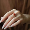 Women’s South Red Agate (Nanhong) Adjustable Ring – Chinese Zodiac Inspired, Pigeon Egg Style - ZENHIMA