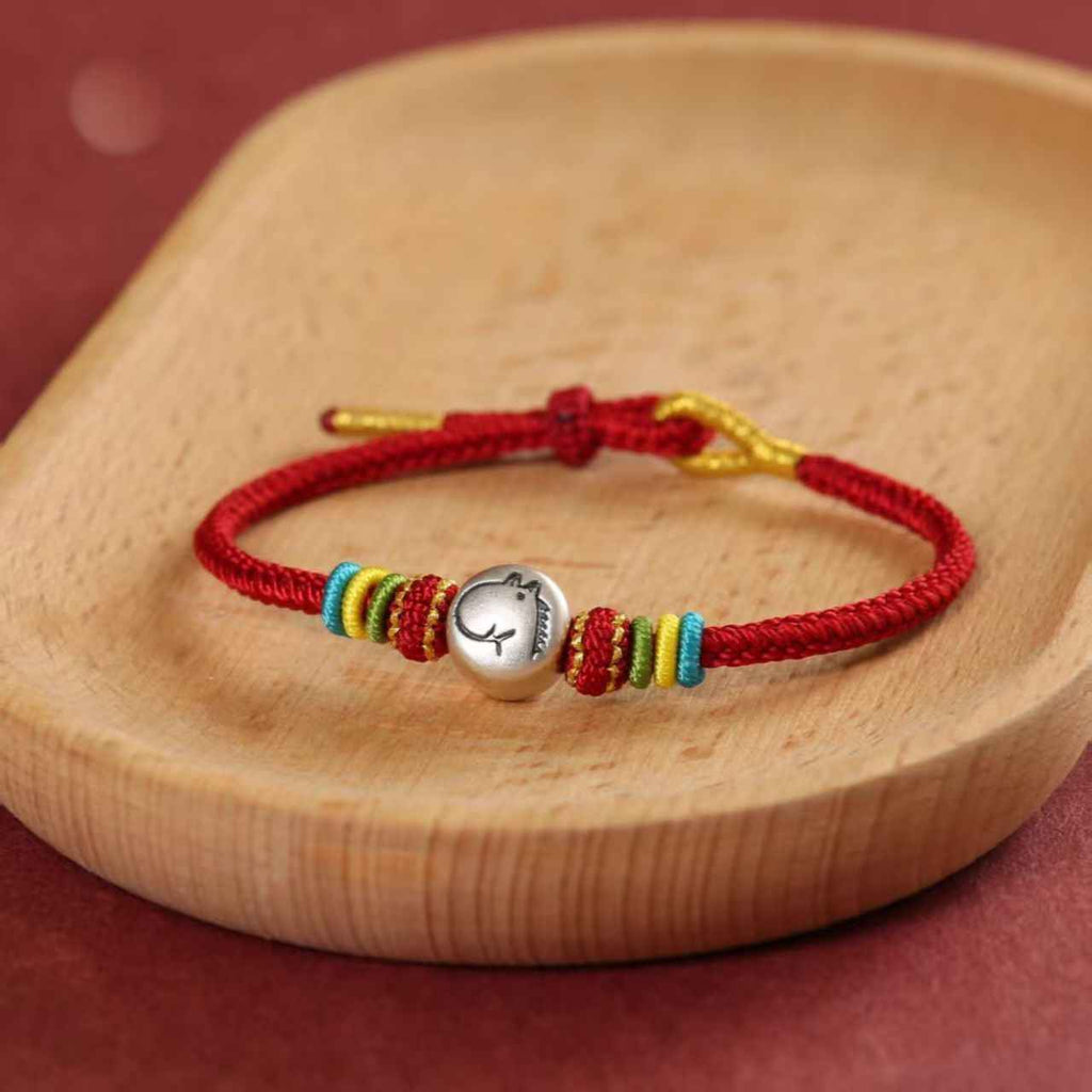 ZenHima Harmony Chinese Zodiac Rotating Bead 999 Fine Silver Luck Red String Bracelet