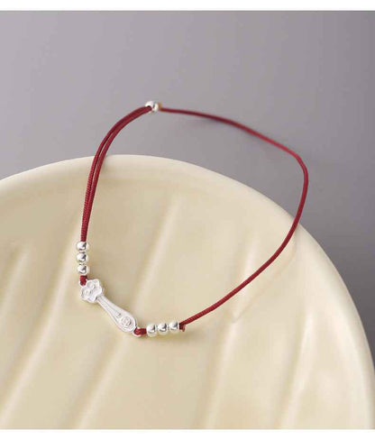 ZenHima Auspicious Ruyi Bead 925 Sterling Silver Red Rope Bracelet