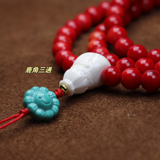 ZenHima Tibetan Natural Turquoise Vintage Necklace with Handmade Red Coral - ZENHIMA