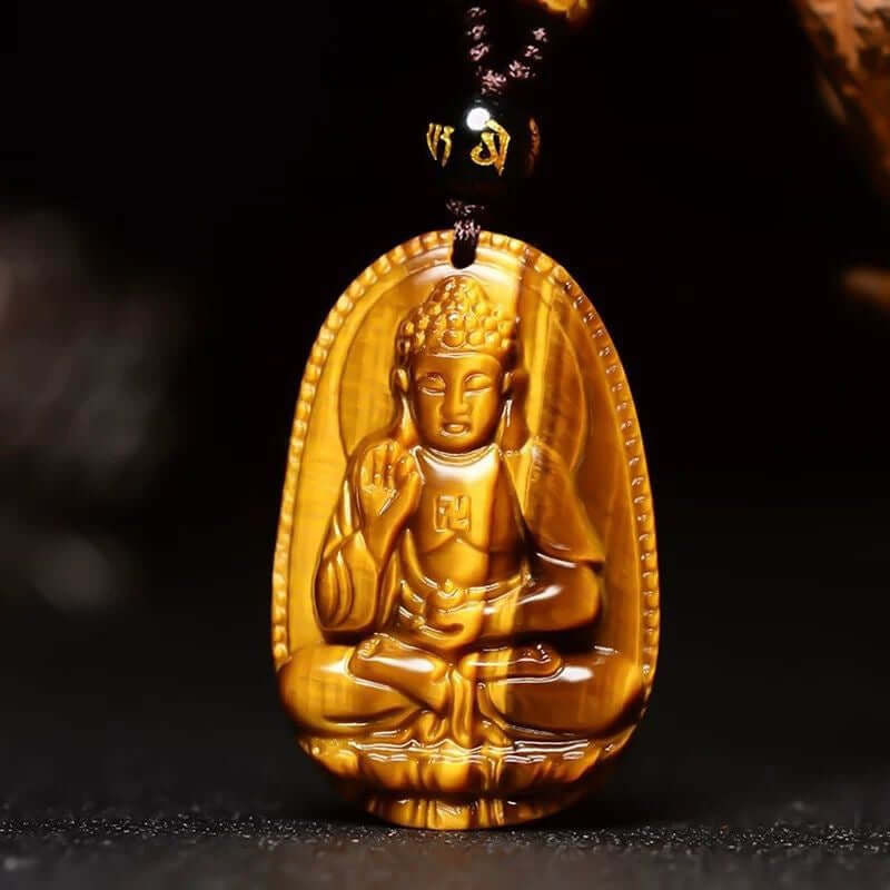 ZenHima Tibetan Tiger Eye Zodiac Guardian Buddha Pendant Necklace – Birth Year Protection Amulet - ZENHIMA