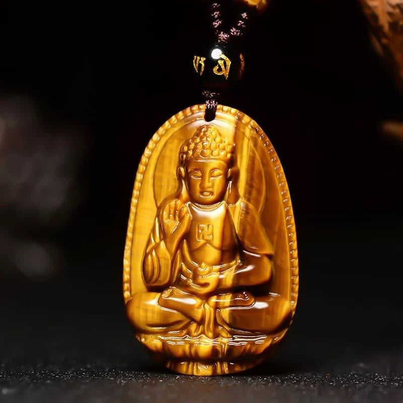 ZenHima Tibetan Tiger Eye Zodiac Guardian Buddha Pendant Necklace – Birth Year Protection Amulet - ZENHIMA