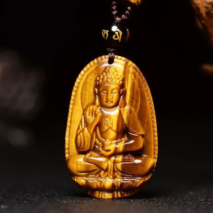 ZenHima Tibetan Tiger Eye Zodiac Guardian Buddha Pendant Necklace – Birth Year Protection Amulet - ZENHIMA