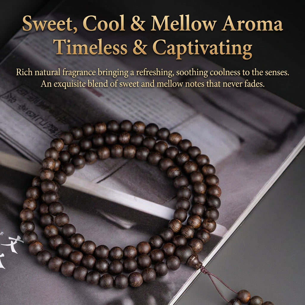 Premium Vietnamese Nha Trang Agarwood 108 Bead Mala Bracelet