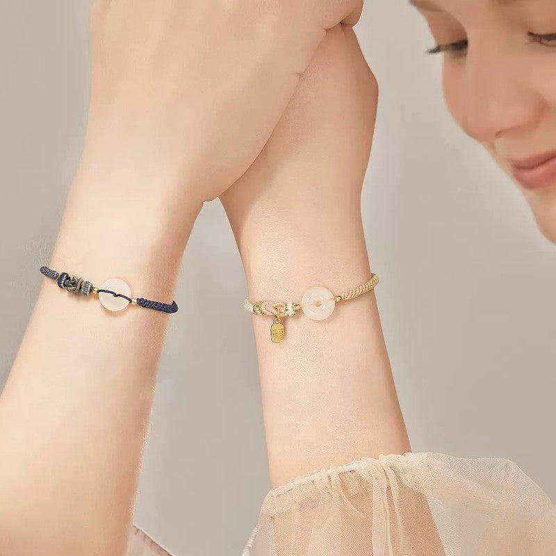 Weißer Achat Friedensschnalle Paar Armband Jade Armband
