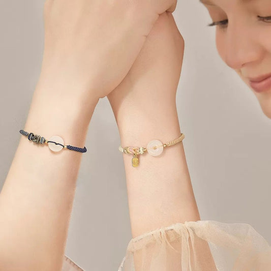 White Agate Peace Buckle Couple Bracelet Bracelet