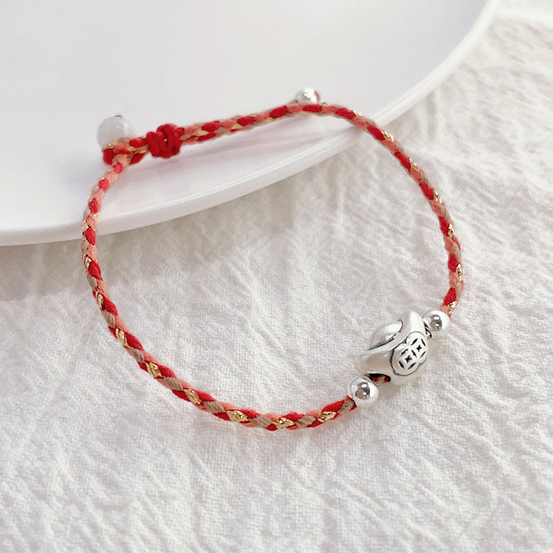 925er Silber Yuanbao, Herzhafte Persimone, Kleine Persimone, Löwentanz und Chinesisches Rotes Schnurarmband