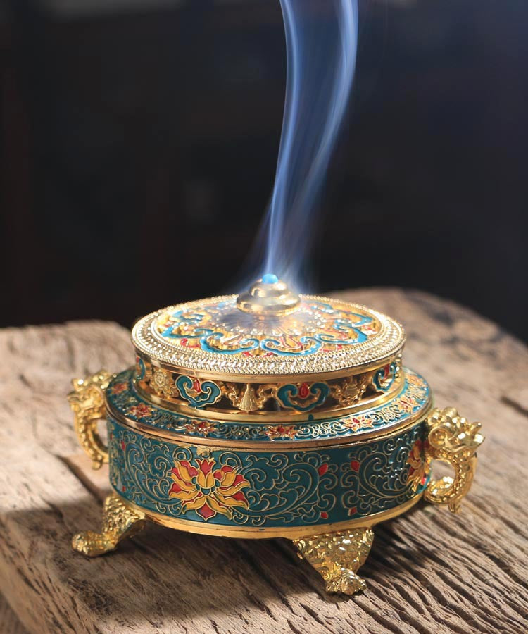 ZenHima Large Enamel Tibetan Incense Burner - ZENHIMA