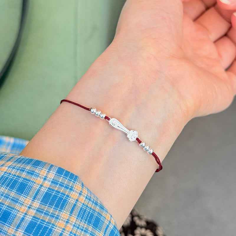 ZenHima Auspicious Ruyi Bead 925 Sterling Silver Red Rope Bracelet