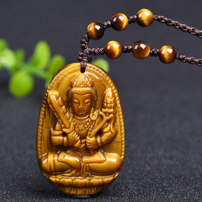 ZenHima Tibetan Tiger Eye Zodiac Guardian Buddha Pendant Necklace – Birth Year Protection Amulet - ZENHIMA