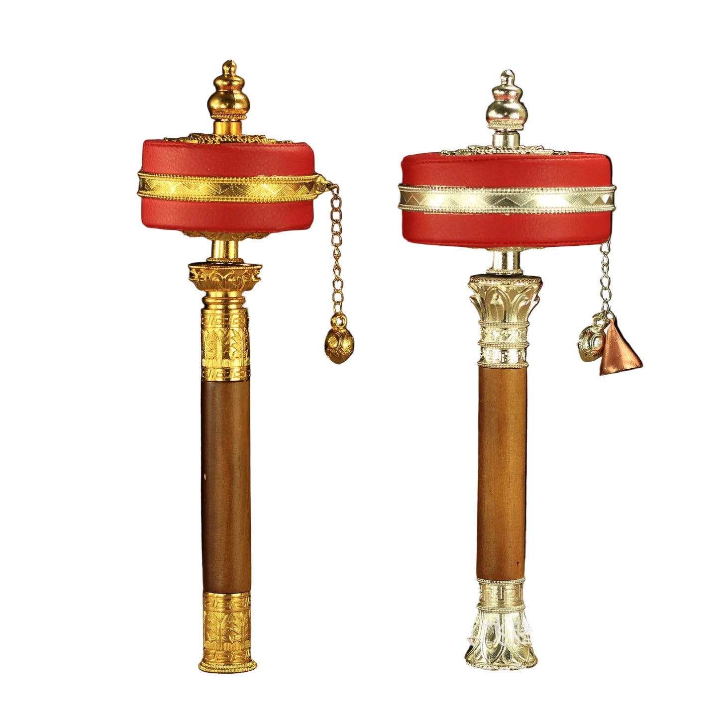 Six-Word Mantra Sutra Leather Prayer Wheel Hand-Cranked Prayer Wheel 30k Times Golden