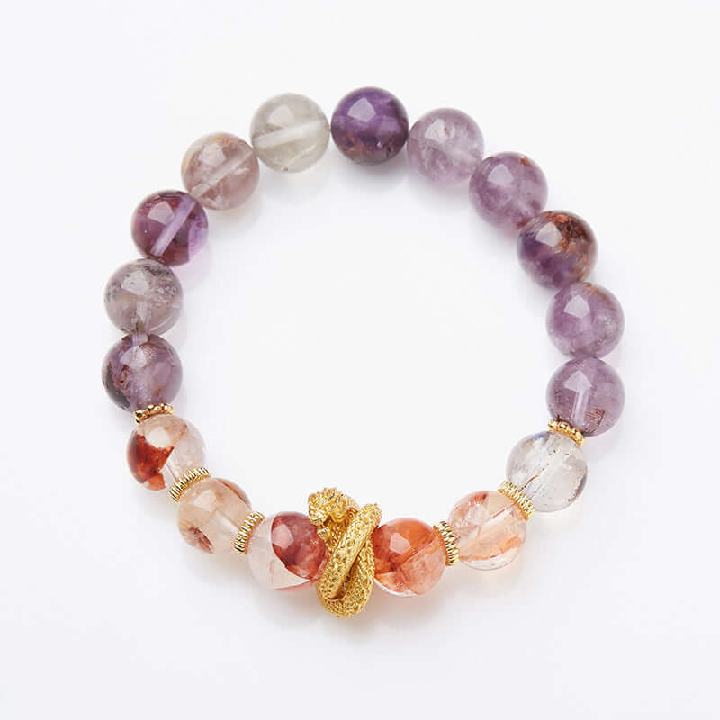 2025 Women’s Nine Purple Fire Bracelet – Natural Amethyst & Phantom Quartz Feng Shui Jewelry - ZENHIMA