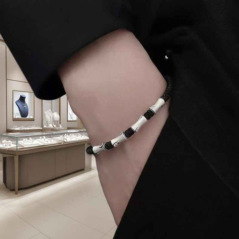 999 Fine Silver Bamboo Knot Bracelet for Luck & Success