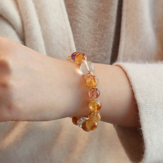 11MM Amethyst Yellow Tower Crystal Pink Crystal Natural Bracelet