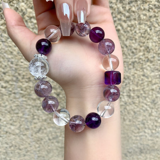 ZenHima Natural Amethyst Nine Purple Fire Bracelet - ZENHIMA