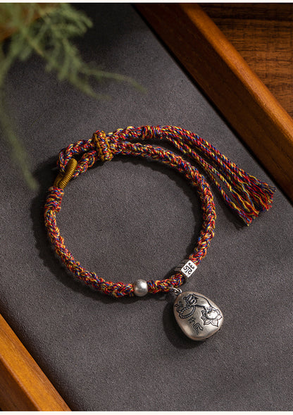 Tibetan 925 Silver Five-Color Red String Bracelet – Snake Zodiac