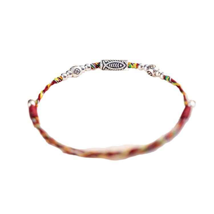 ZenHima Lucky Koi Fish 925 Sterling Silver Red String Bracelet & Anklet