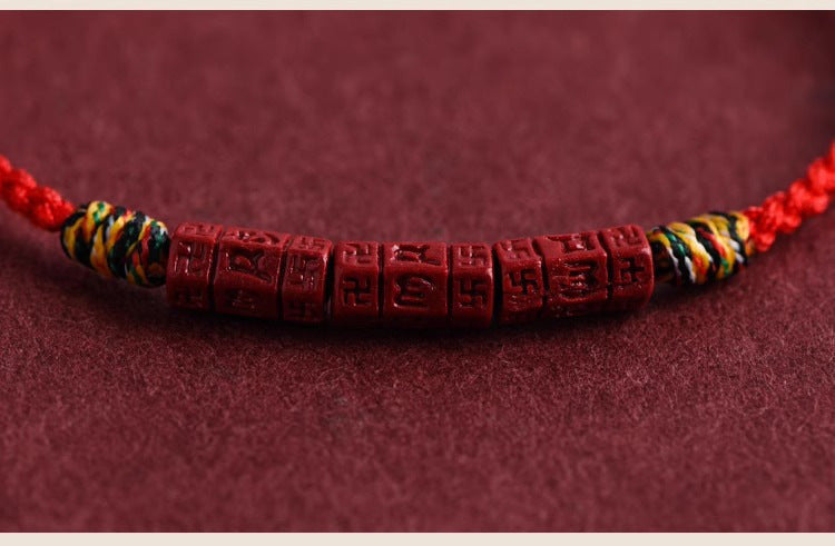 ZenHima Tibetan Om Mani Padme Hum Natural Cinnabar Bracelet / Anklet