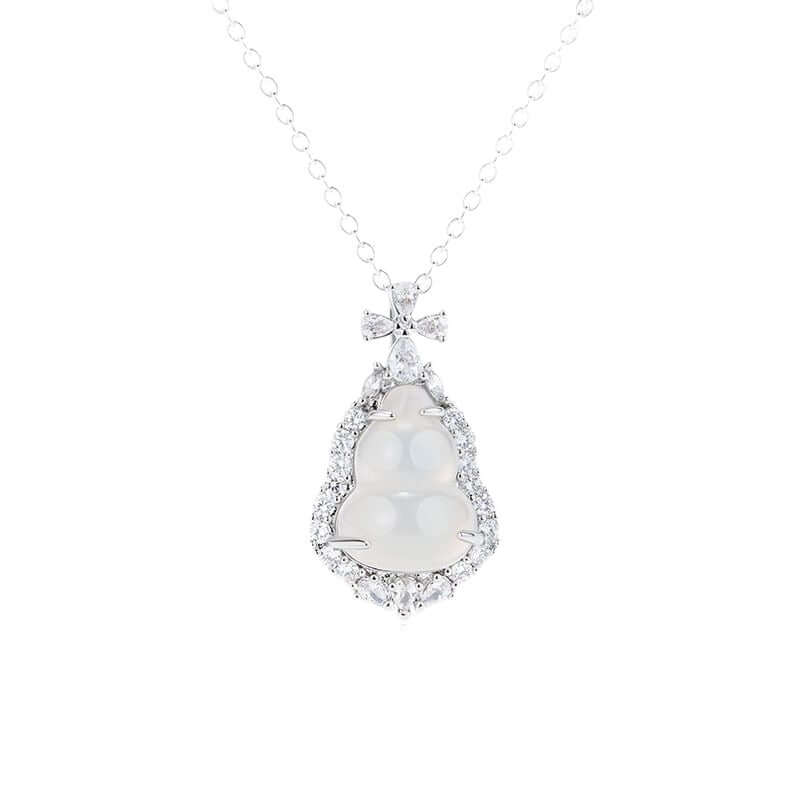 ZenHima Silver Inlaid Agate Fortune Pendant Necklace for Women - ZENHIMA