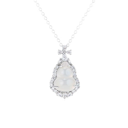 ZenHima Silver Inlaid Agate Fortune Pendant Necklace for Women - ZENHIMA
