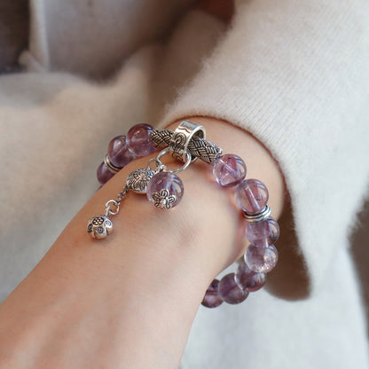 11MM Amethyst Yellow Tower Crystal Pink Crystal Natural Bracelet