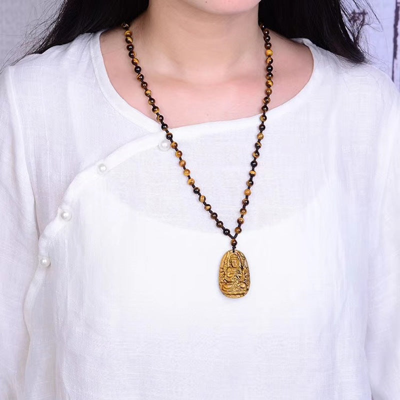 ZenHima Tibetan Tiger Eye Zodiac Guardian Buddha Pendant Necklace – Birth Year Protection Amulet - ZENHIMA
