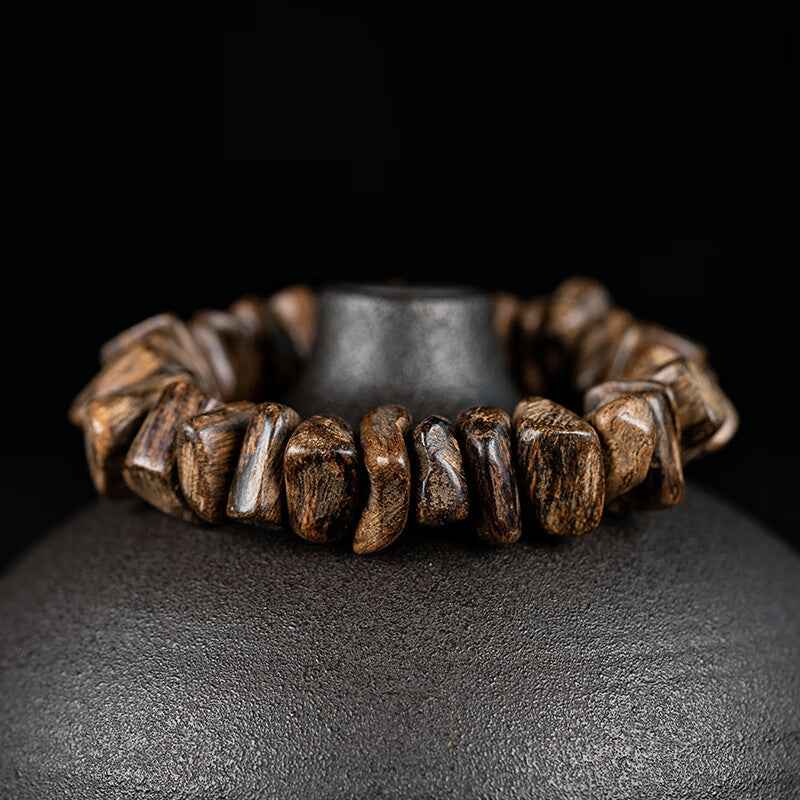 Premium Indonesian Tarakan Agarwood Natural Shape Beaded Bracelet