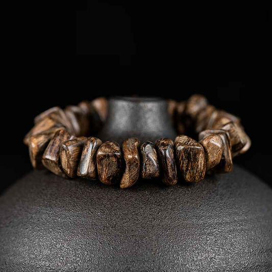 Premium Indonesian Tarakan Agarwood Natural Shape Beaded Bracelet