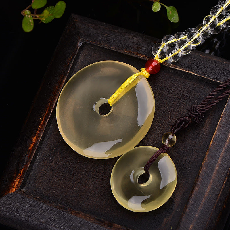 ZenHima Natural Yellow Crystal Peace Buckle Necklace – Unisex Pendant - ZENHIMA