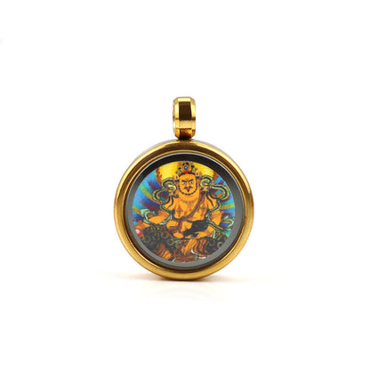 Tibetan Style 1.5cm Stainless Steel Mini Small Thangka - God of Wealth Thangka Gawu Box Pendant - ZENHIMA