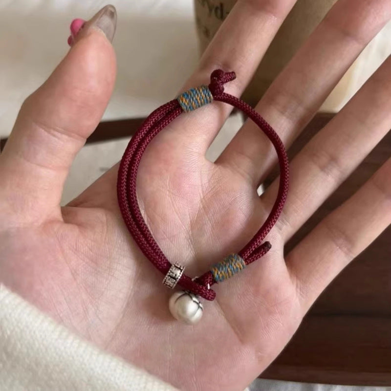 Adjustable 999 Sterling Silver Persimmon Blessing Red String Bracelet – Auspicious for Your Zodiac Year