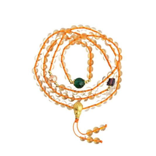 ZenHima Yellow Crystal 108 Bead Mala Necklace & Bracelet for Men & Women - ZENHIMA