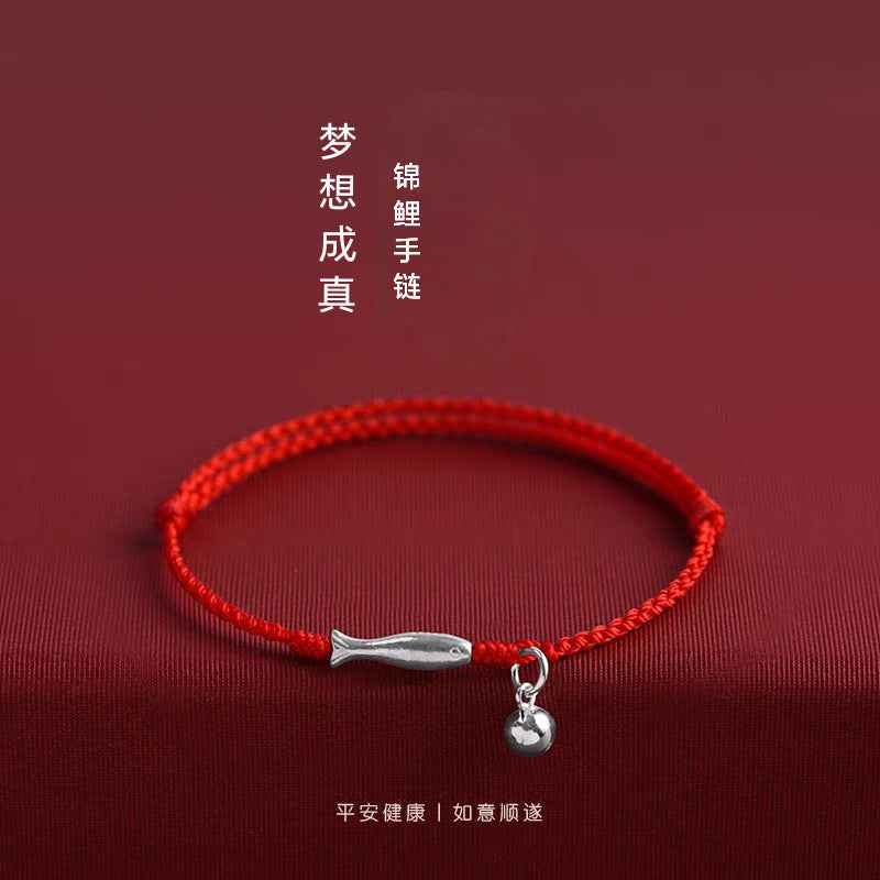 999 Fine Silver Lucky Koi Red String Bracelet & Anklet