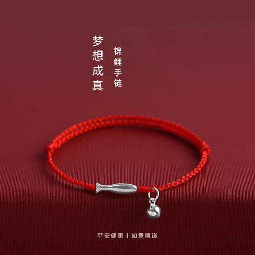 999 Fine Silver Lucky Koi Red String Bracelet & Anklet