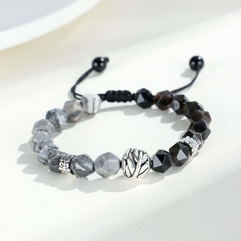 ZenHima 925 Silver & Black Obsidian Meditation Mala Bracelet – Spiritual Unisex Jewelry - ZENHIMA