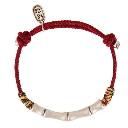 999 Fine Silver Bamboo Knot Red String Bracelet